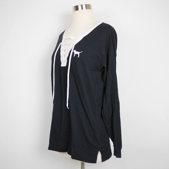 VS PINK Black dog logo long sleeve T-shirt loose - Picture 3 of 9